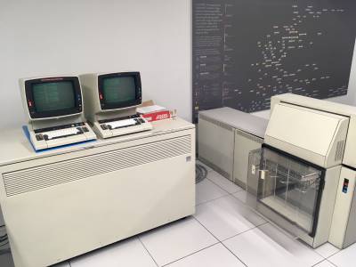 IBM 4361, two 3278-2a console terminals, and a 3203 printer
